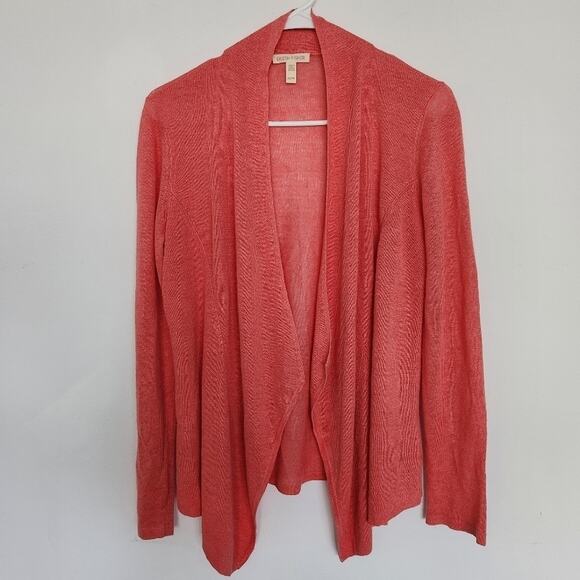 Eileen Fisher Organic Linen Coral Open Front Cardigan XS - Picture 1 of 9